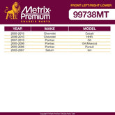 Metrix Premium 2 PC Front Right Lower and Front Left Lower Control Arm and Ball Joint Assembly Kit  99738MT fitment